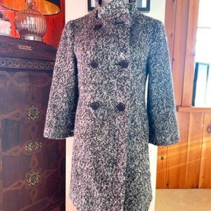 ANN TAYLOR Gray and Black Boucle Wool Coat – XS